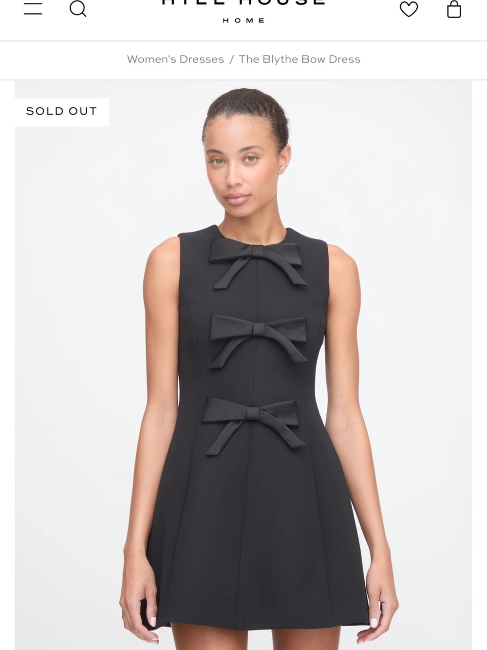 Hill House Black Blythe Bow Mini Dress